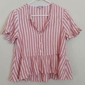 🌱3/$15🌱Madewell striped button down peplum top S
